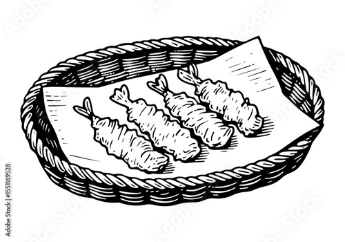 Tempura vector engraving style illustration