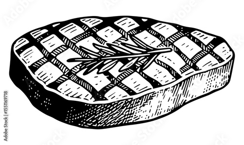 Tuna vector engraving style illustration