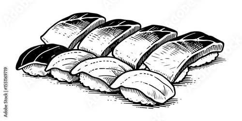 Tuna vector engraving style illustration