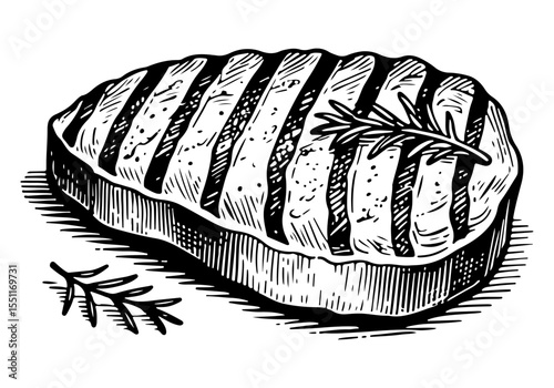 Tuna vector engraving style illustration