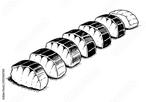Tuna vector engraving style illustration