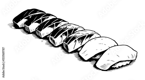 Tuna vector engraving style illustration