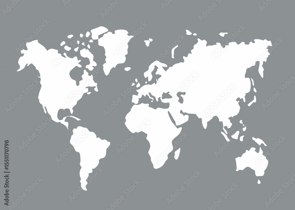 Obraz premium World map silhouette on gray background. Vector