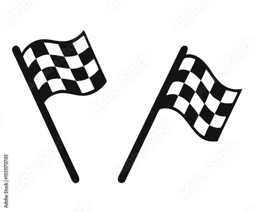 Racing flag icons set. Finish flag. Vector illustration