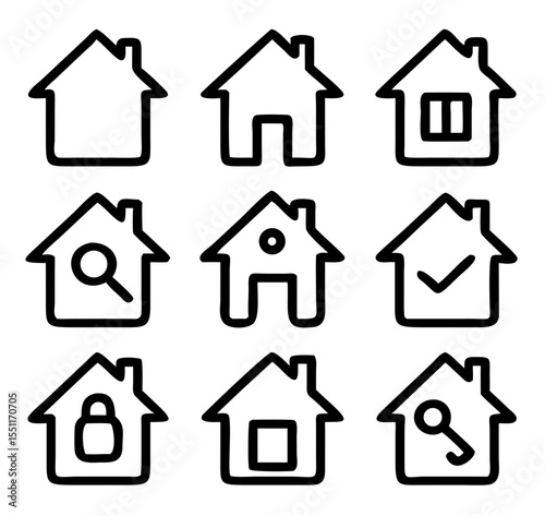 House different icons set. Vector illustration