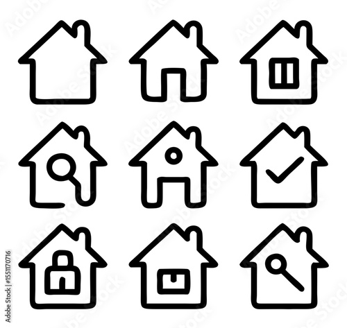 House different icons set. Vector illustration
