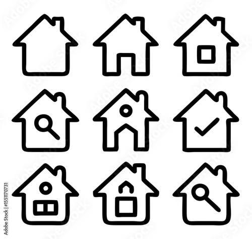 House different icons set. Vector illustration
