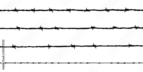 Barbed wire silhouette. Vector illustration
