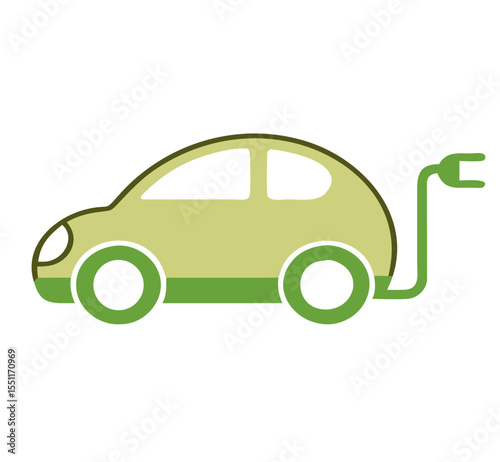Electric car sign. Green car icon. Vector illustration
