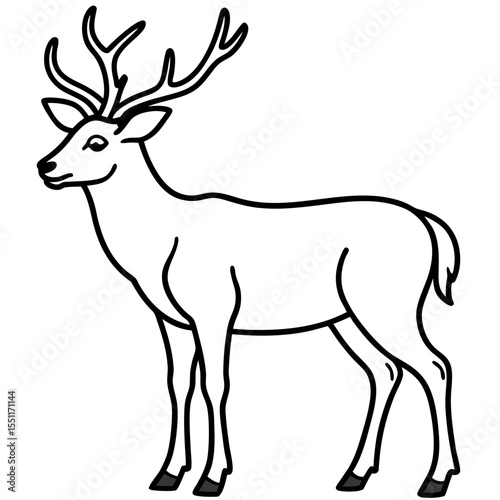 Forest Creatures Line Art Wapiti & Vole