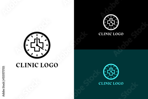 clock merged with a plus sign inside vector illustration, logo for timely care, treatment, healthcare, hospital, health service, doctor, hospital, urgent care, clinic, and more