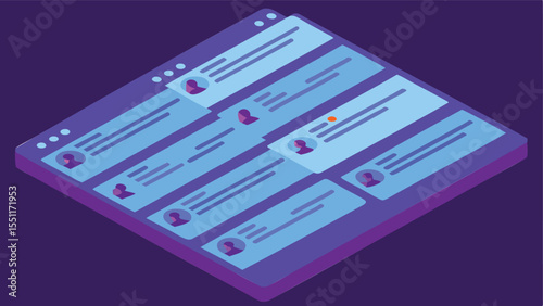 Isometric online forum interface with layered conv