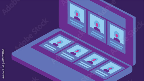 Login history viewer with layered profile images