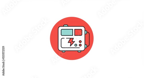 Portable Power Station Icon on Red Circle