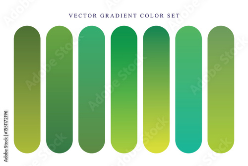 Green Gradient Bar Set for Vector Design and UI Color palette