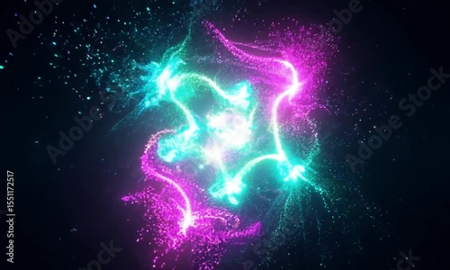 Abstract Cosmic Nebula: Teal and Magenta Energy Burst