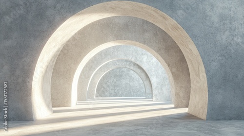 Fototapeta Naklejka Na Ścianę i Meble -  Hyper realistic 3d render Serene Architectural Arches: A Modern Concrete Design AI Generative
