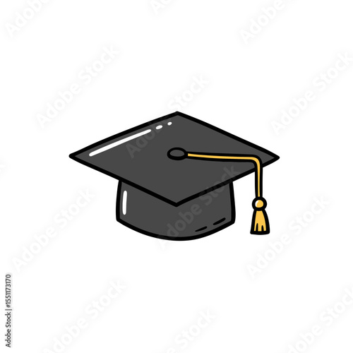 Hand drawn style illustration of a graduation cap symbolising academic achievement success knowledge future and the culmination of years of study learning and growth in education