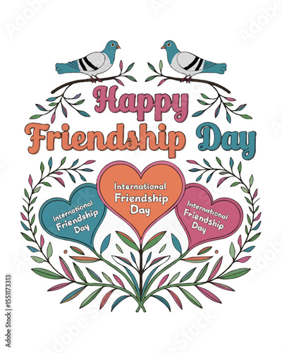 Friendship Day Celebration Design with Abstract Shapes and Vibrant RGB Colors Perfect for Greeting Cards Social Media Posts and Promotional Materials Related to Friendship