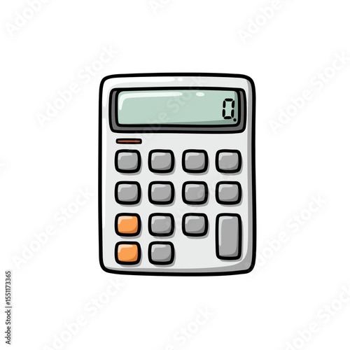Mathematical Computation and Financial Calculation Tool Illustration Modern White Electronic Device Simple Numerical Operations Accounting and Budgeting Equipment Displaying Zero
