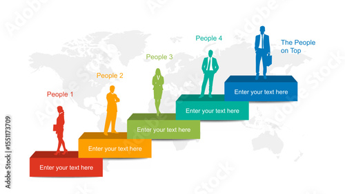 Career Growth Steps Infographic with Business People – Editable PowerPoint Slide Design. SVG.