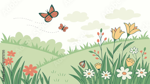 spring meadow with flowers