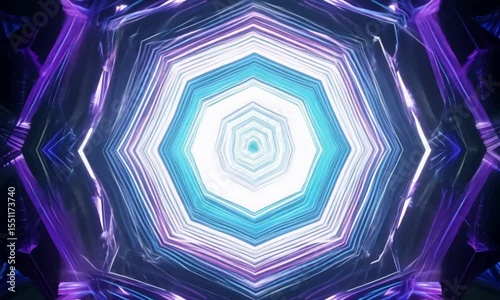 Abstract Neon Tunnel with Geometric Patterns
