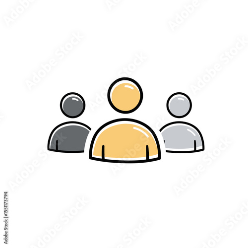Digital line art illustration portraying a diverse group of individuals connected together forming a professional community network representing teamwork and collaborative