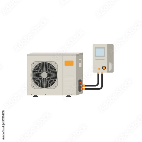 Air Conditioner and Water Heater Vector Illustration on White Background