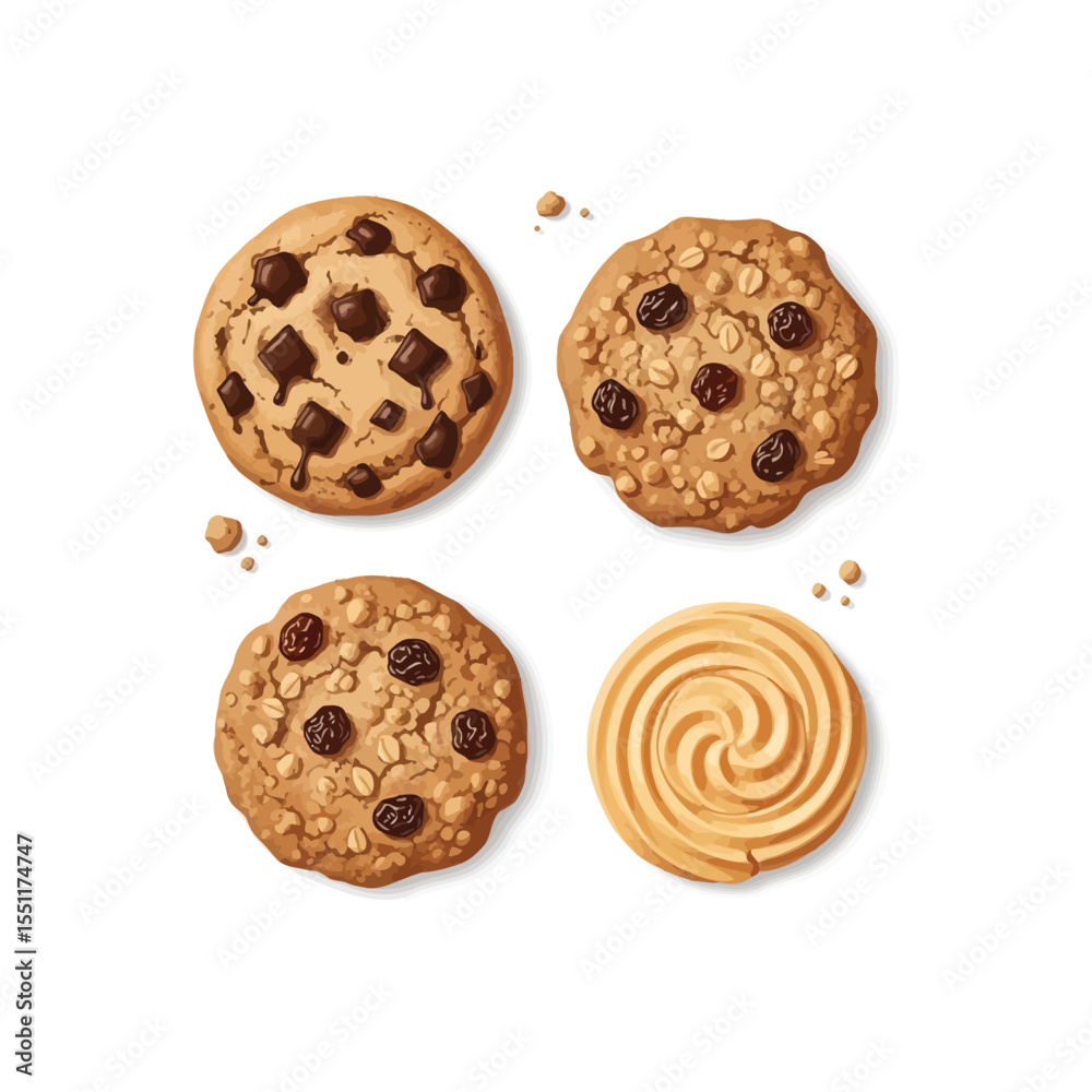 chocolate chip cookies isolated chocolate chip cookies isolated