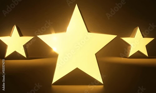 Golden Stars Animation: Glowing, Metallic, and Reflective Award Symbols
