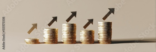 Coins Transform Into Upward Arrows Illustrating Financial Growth and Investment Potential in a Minimalistic Style