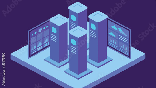 Smart city management dashboard with data towers a