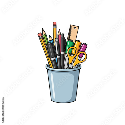 colored pencils in a cup