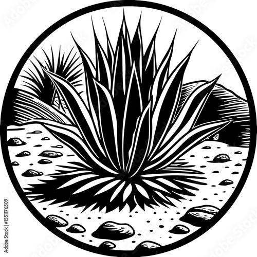 agave (linocut style)