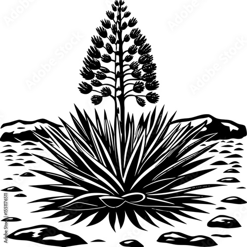 agave (linocut style)