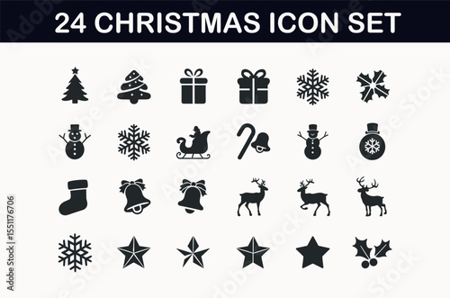 24 Christmas Icons - Festive Holiday Symbol Set