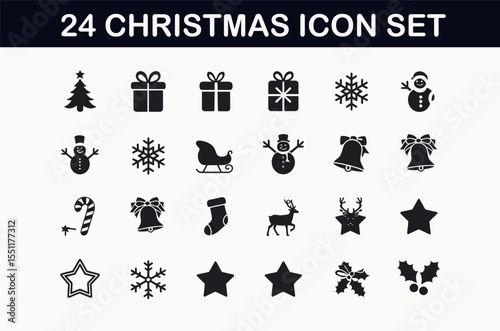 24 Christmas Icons - Festive Holiday Symbol Set