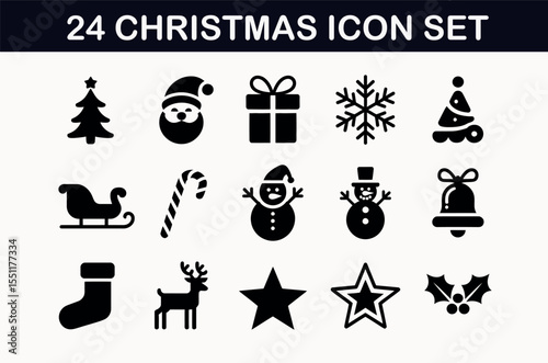 24 Christmas Icons - Festive Holiday Symbol Set