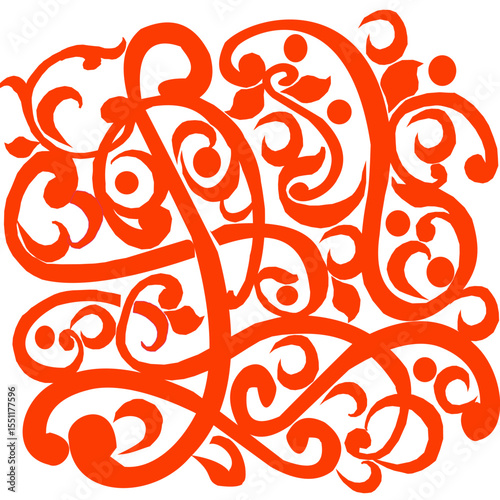 this vector illustrations features an intricate, flowing pattern of lines and circle reminiscent of classic engravings or carvings. 