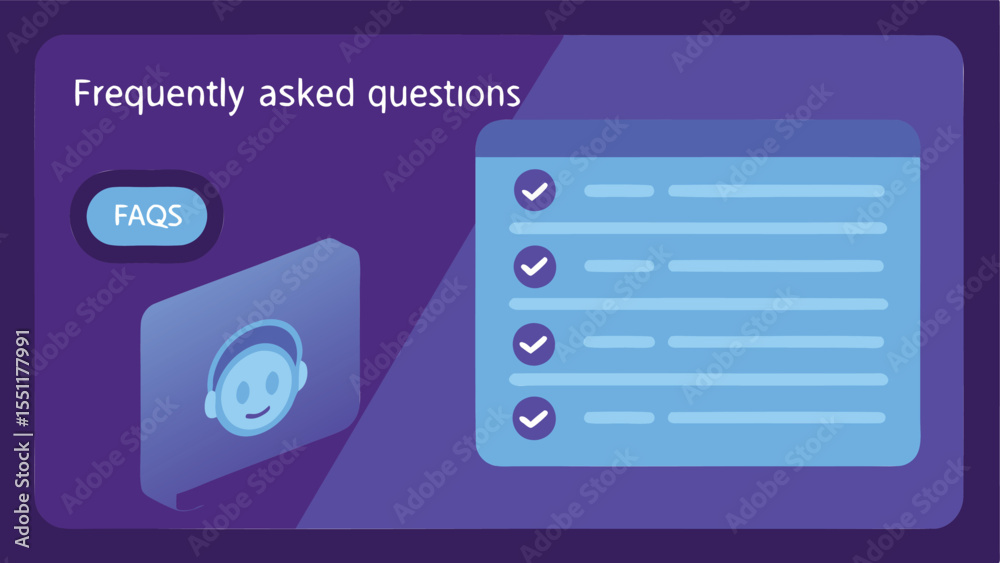 Fototapeta premium Virtual helpdesk interface with chatbot and faqs