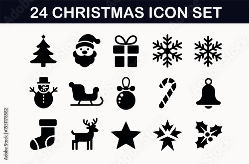 24 Christmas Icons - Festive Holiday Symbol Set