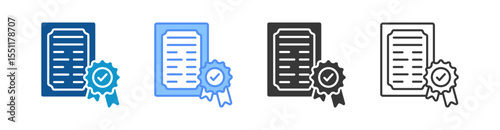 Certification Icon Set Multiple Style Collection