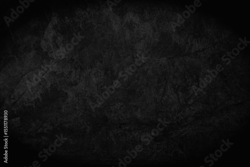Art black concrete stone texture for background in black. Abstract color dry scratched surface wall cover colorful paper scratches shabby vintage Cement and sand grey dark detail covering.