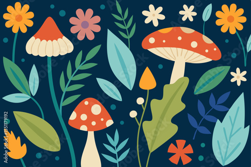 seamless background with mushrooms
