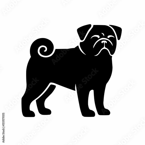 Black dog vector illustration, isolated pet silhouette