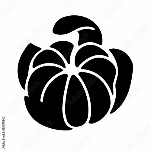 Black and white pumpkin vector illustration, a versatile symbol of autumn, food, and Halloween