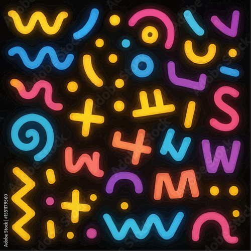 Colorful magnetic alphabet letters illustrate a playful 3D vector birthday card design