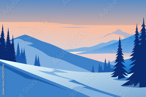 winter landscape with mountains
