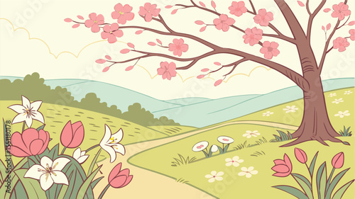 spring landscape with trees